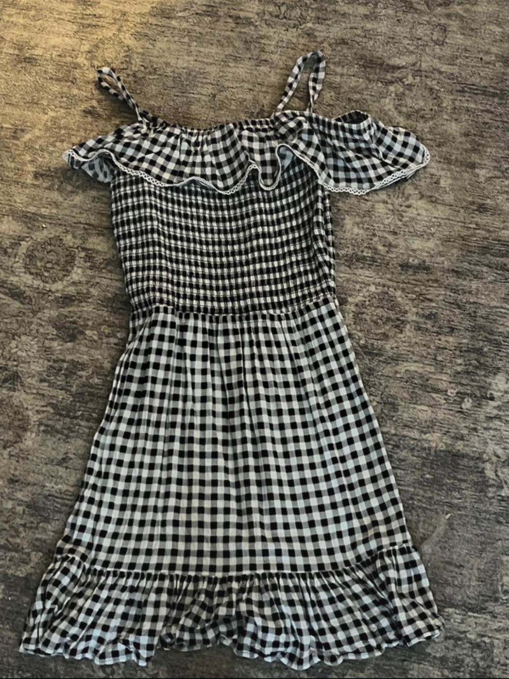 SO Black & White Gingham Ruffle Sundress